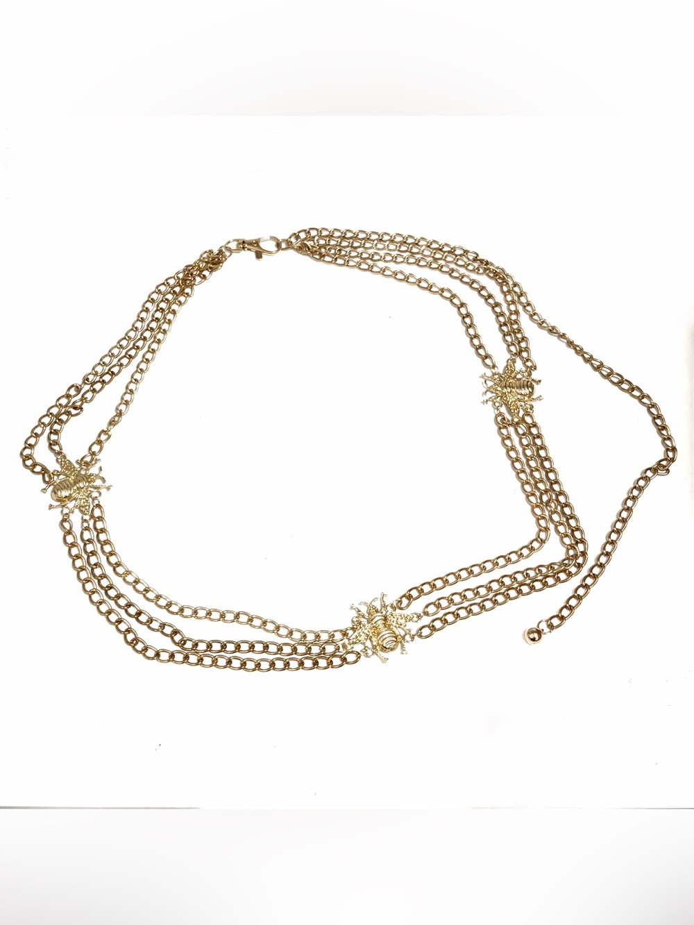Gold-Tone Multi-Chain Accent Women's Belt with Bees